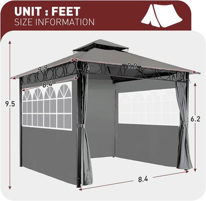 Gazebo | Gazebo Canopy Tent with UV Protection for Outdoor Parties & Events - 10'x10', Grey