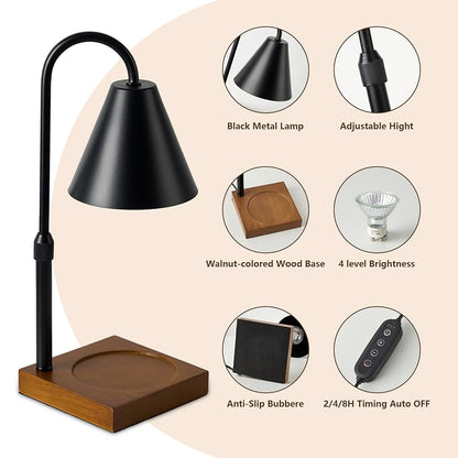 Electric Candle Warmer Lamp with 4-Level Dimmer & 10.6" Black Variation