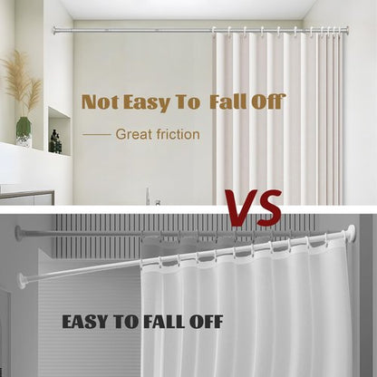 GXOACKJ Shower Curtain Rod Tension - 31-52 Inch Silver Adjustable Spring Tension Curtain Rods, Shower Curtain Rod for Bathroom No Drill, Non-slip, Stainless Steel