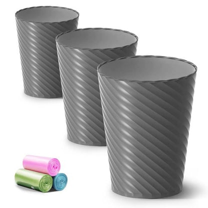 Lysam Bathroom Trash Can - 3 Pack 1.8 Gallon Compact Grey Waste Bins for Bathroom, Office & Kitchen