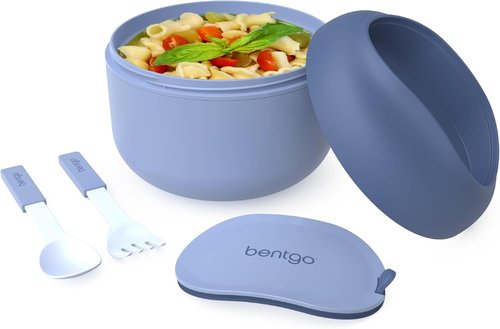 Bentgo Bowl - Insulated Leak-Resistant Bowl with Snack Compartment & Easy-Grip Design - BPA-Free, 21.2 oz (Slate)