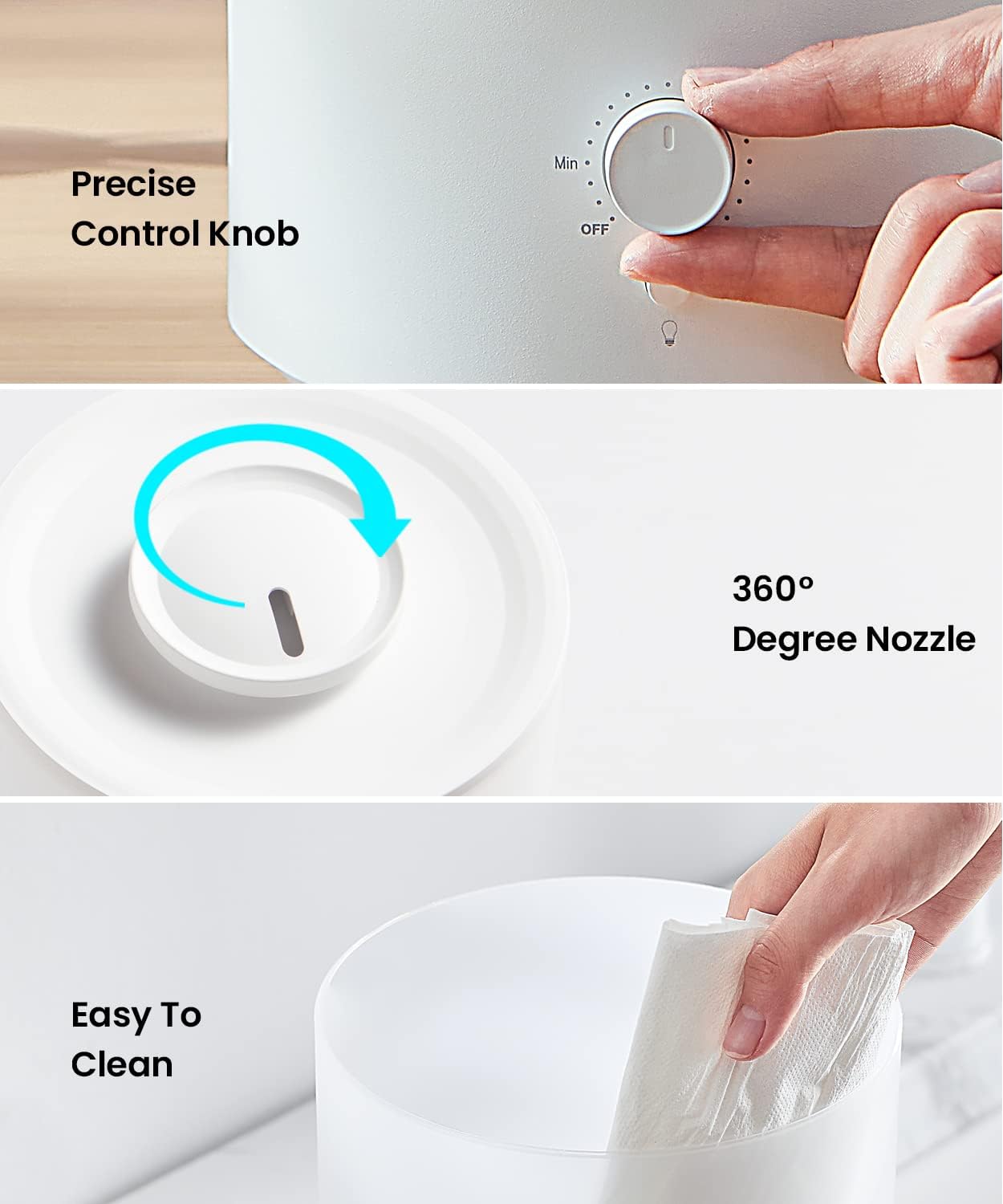 Pharata Humidifier - 2.5L Cool Mist Essential Oil Diffuser for Large Rooms | Auto Shut-Off & Top Fill Design