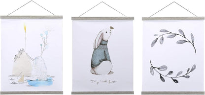 Benjia Magnetic Poster Hanger - 40" Wooden Frame for Canvas & Artwork | Grey Color, Easy Wall Display