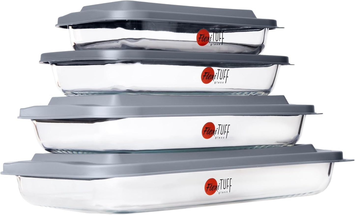 Skiennix 8-Piece Rectangular Bakeware Set - BPA-Free, Leakproof, Dishwasher & Microwave Safe | Clear Containers with Lids