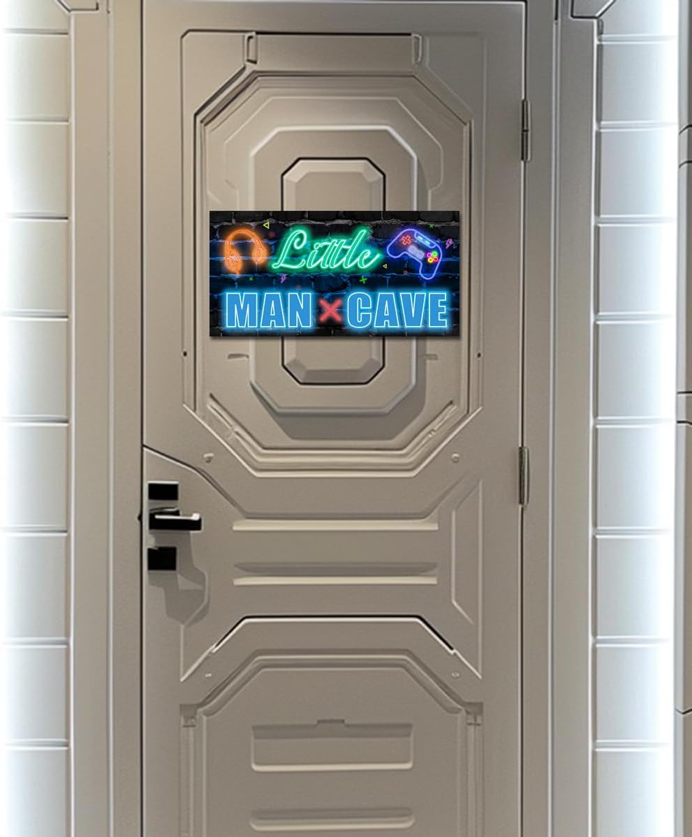 XIULUAN Gaming Room Decor - Blue Wall Sign for Boys' Playroom | 10x5 Inches Little Man Cave Decoration