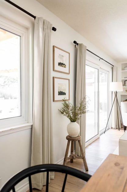 Skiennix 100% Blackout Linen Curtains - Thermal Insulated Drapes for Bedroom | 50" W x 102" L, Oatmeal - 2 Panels Set
