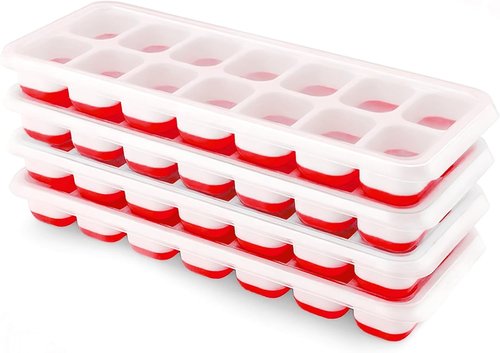 Airabc Silicone Ice Cube Trays - Easy-Release 14-Cube Design | BPA-Free & Stackable with Removable Lid