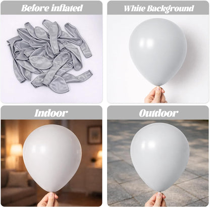 Voircoloria Gray Balloons - 66 Pack of 12-Inch Grey Latex Balloons for Celebrations & Events