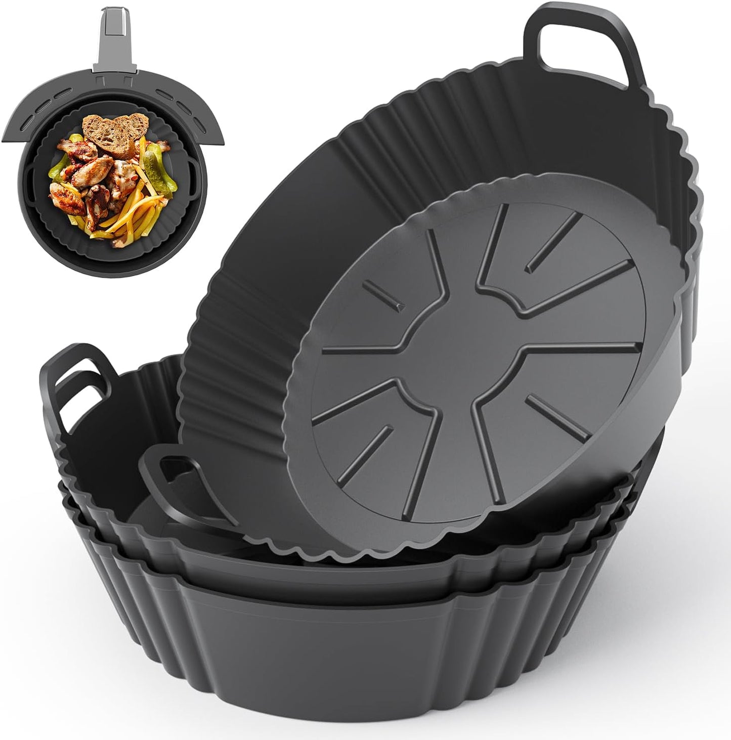 Ninja Silicone Air Fryer Liners - Reusable Food Grade Accessories for 4-5.3QT | 3-Pack Set