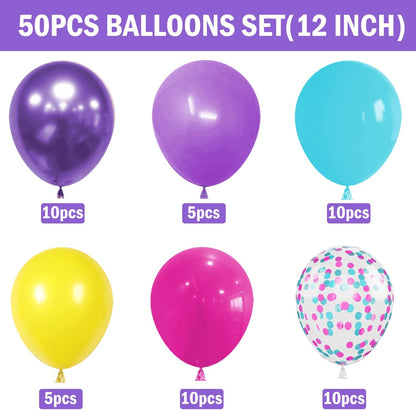 Skiennix Pink Blue Purple Balloons - 50 Pcs 12 Inch Metallic Confetti for Birthday & Baby Shower Decor
