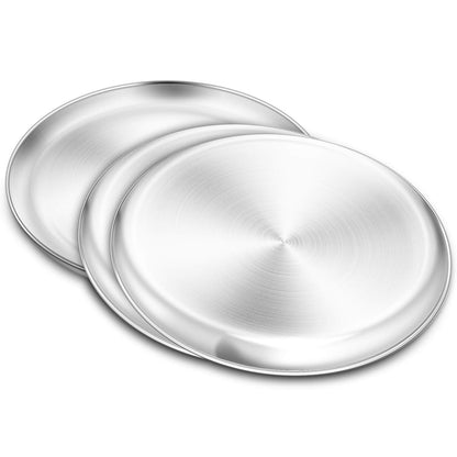 Yododo 13½ inch Pizza Pan Set, Set of 3, Stainless Steel Pizza Pan Set Large Pizza Oven Pans Tray for Baking Serving, Healthy & Heavy Duty, Dishwasher Safe & Easy Clean