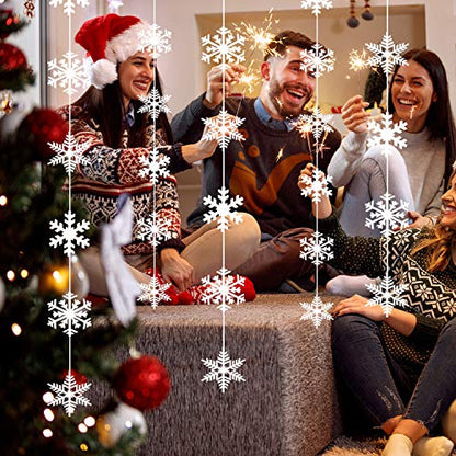 Snowflake Garland Decorations for Winter & Christmas Party Supplies, 12 Pack