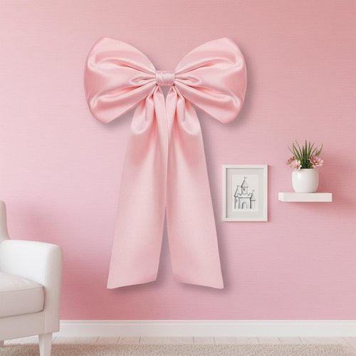 Big Pink Bow Decoration by [Brand Name] - Oversized Coquette Bows for Backdrop | 25.6" X 41.3"