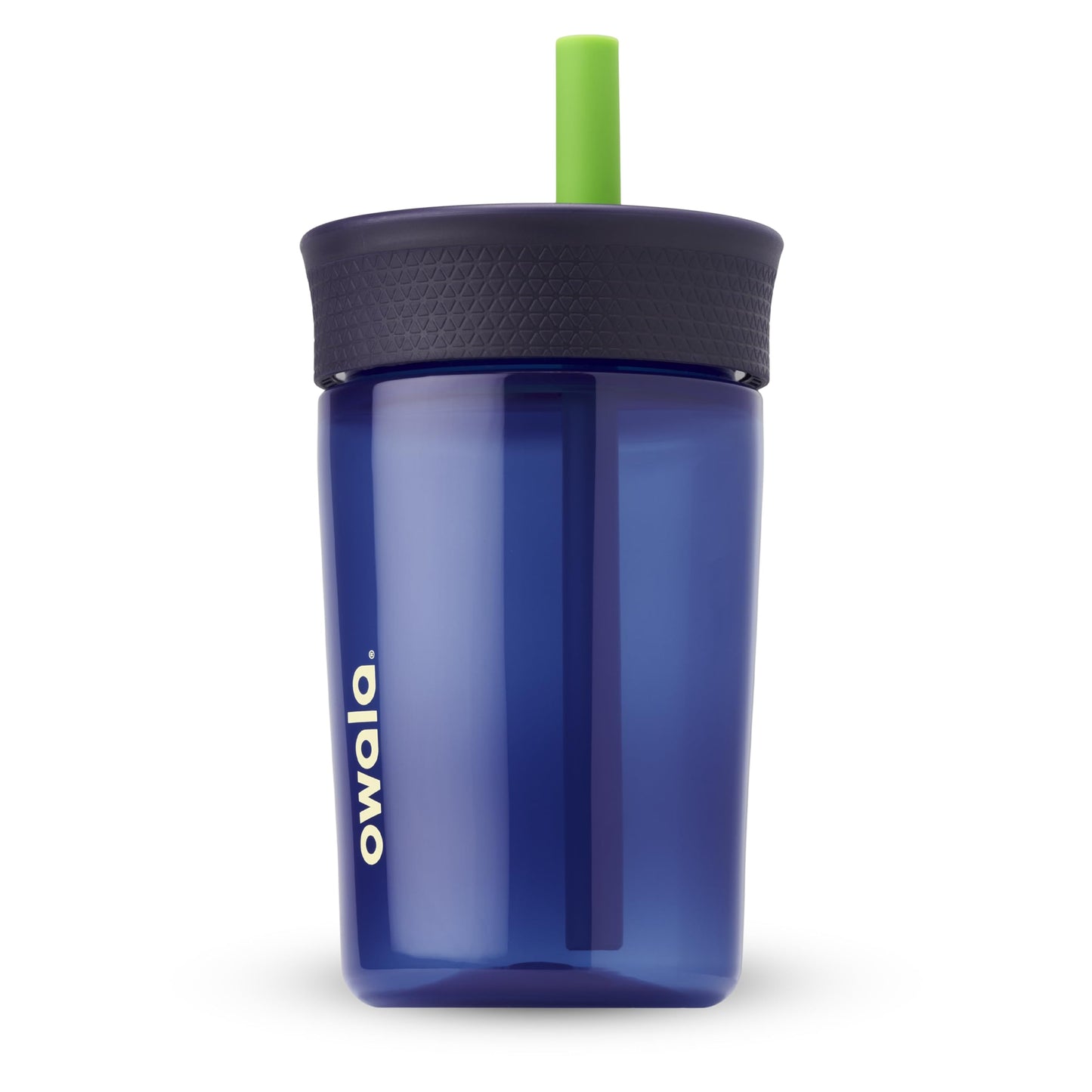 Owala Kids Insulation BPA-Free Plastic Tumbler with Spill Resistant Flexible Straw, Easy to Clean, Kids Water Bottle, Great for Travel, Dishwasher Safe, 15 Oz, Navy and Blue (Home Base)