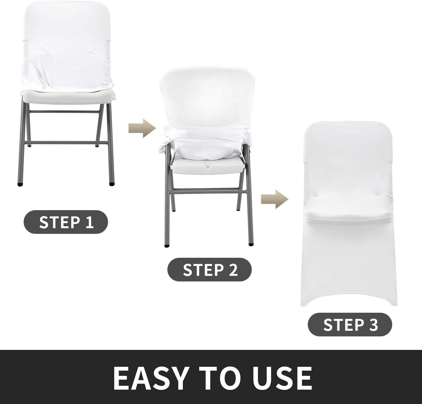 Peomeise Stretch Spandex Folding Chair Covers - Elegant White for Weddings & Events | 12-Pack