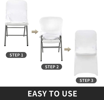 Peomeise Stretch Spandex Folding Chair Covers - Elegant White for Weddings & Events | 12-Pack