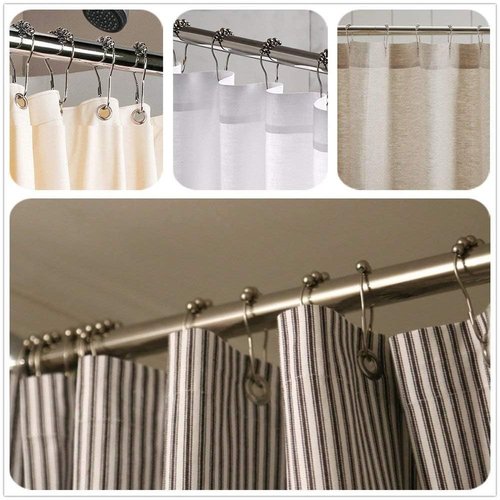 BeGrit Metal Shower Curtain Hooks Rings 18-Pack Bath Curtain Hooks for Bathroom Shower Rod