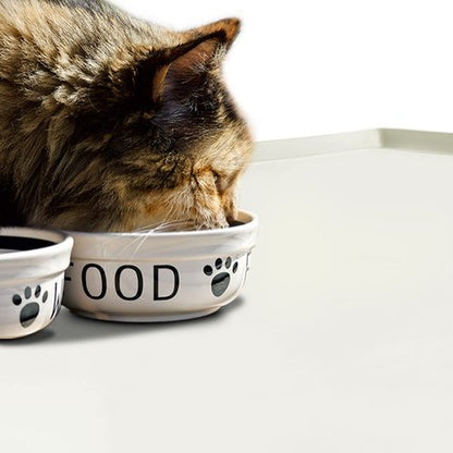 EIOKIT Dog Food Mat,Silicone Waterproof Food Tray,Non Slip Pet Bowl Mats Placemat,0.8" Raised Edge,Suitable for Most Small and Medium Sized Pets,28" x 18"