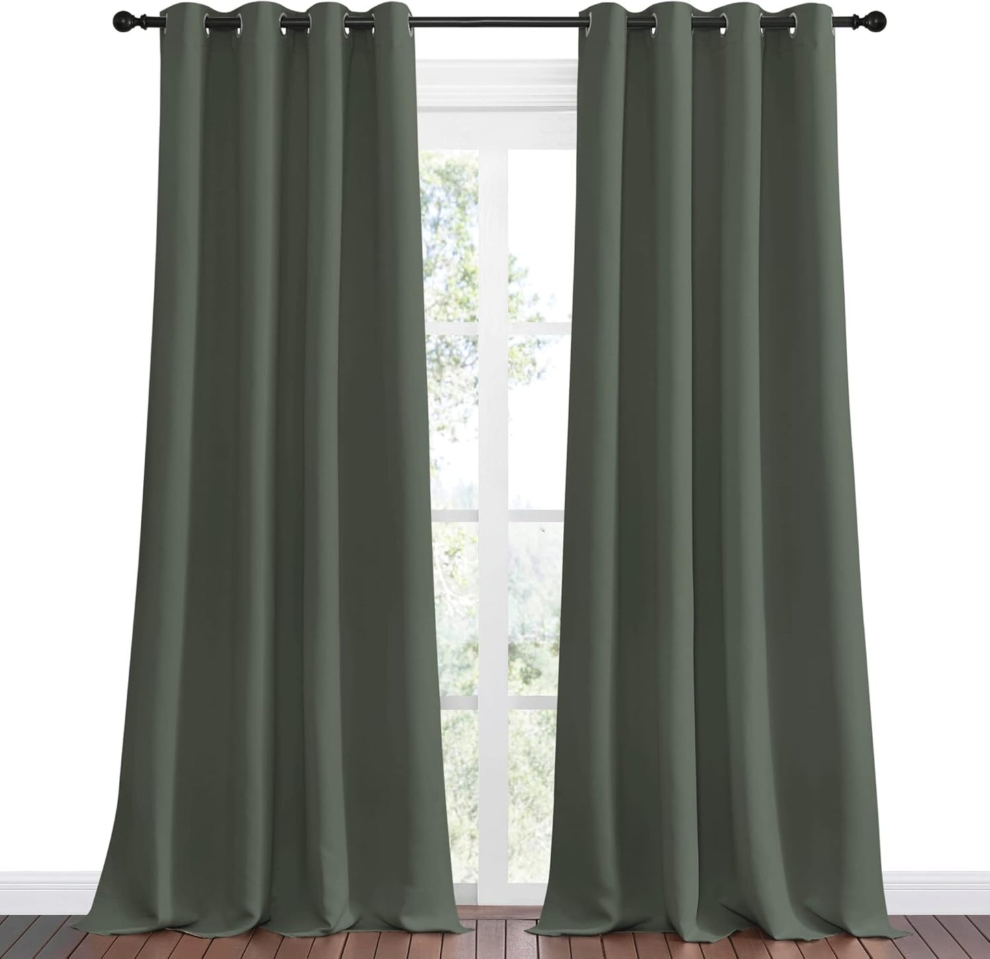 NICETOWN Blackout Draperies | Thermal Insulated Grommet Curtains - 55" W x 102" L for Holiday Decor