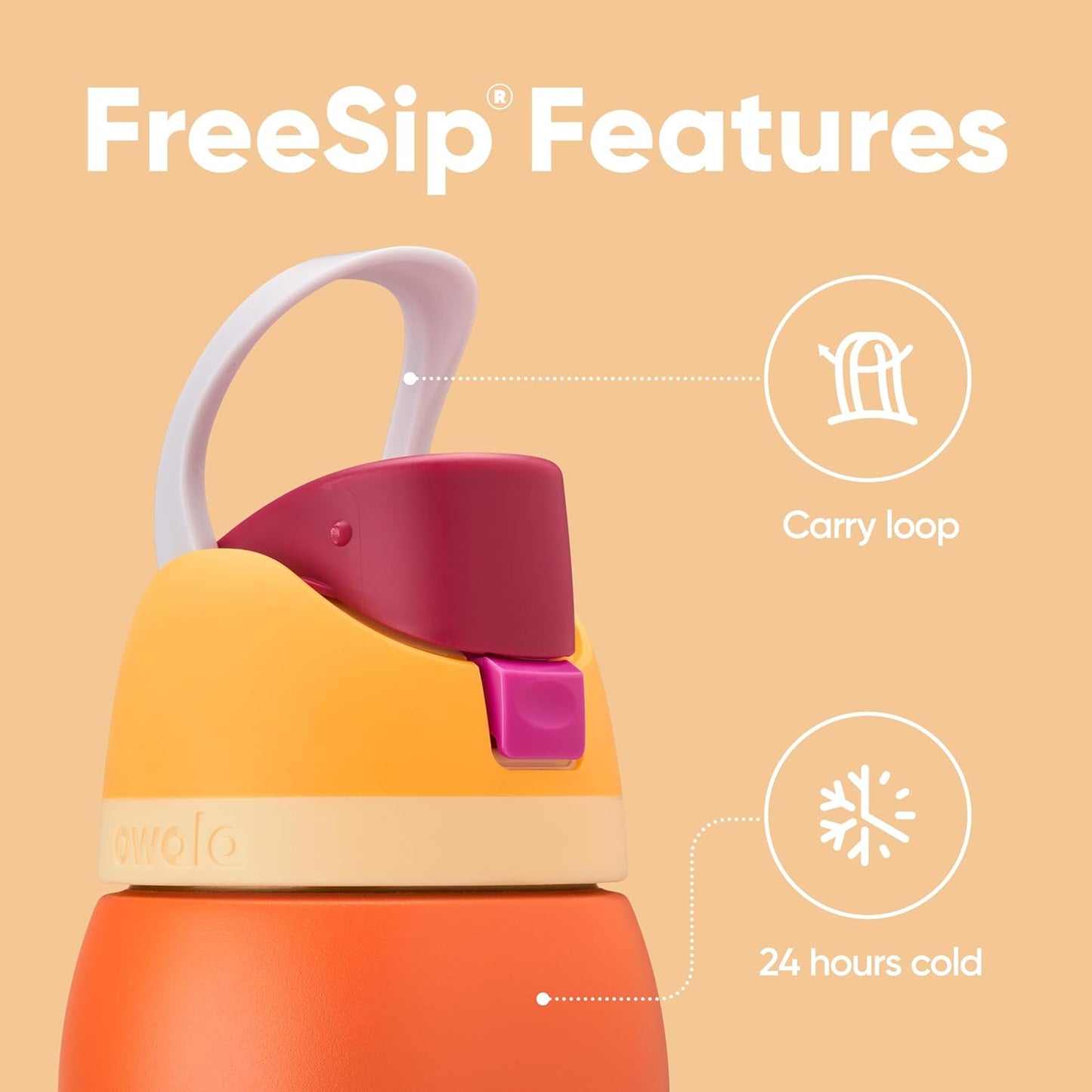 Owala FreeSip Insulated Stainless Steel Water Bottle - 24 oz BPA-Free | Citrus Crush for Sports & Travel