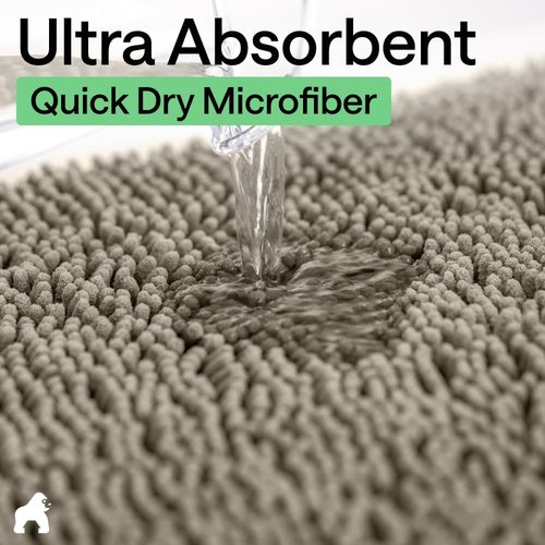 GORILLA GRIP Bath Rug Mat - Thick Soft Absorbent Chenille | Quick Dry Microfiber 30x20 Latte