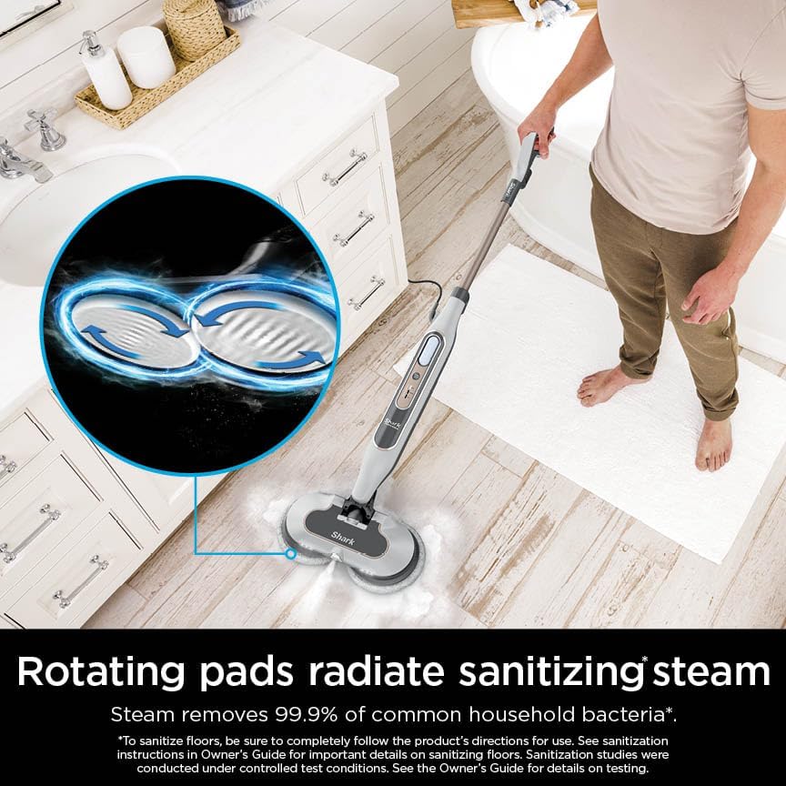 Shark Steam & Scrub Hard Floor Steam Mop - All-in-One with Steam Blaster Technology & LED Headlights | S8201, Rotator White