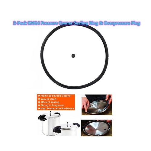 2-Pack 09924 Pressure Canner Sealing Ring & Overpressure Plug for Presto 0128206 0128202 0128203 0128204 0128303 0126306 Pressure Cooker 6 8 Quart Cooker Pressure Canner Parts