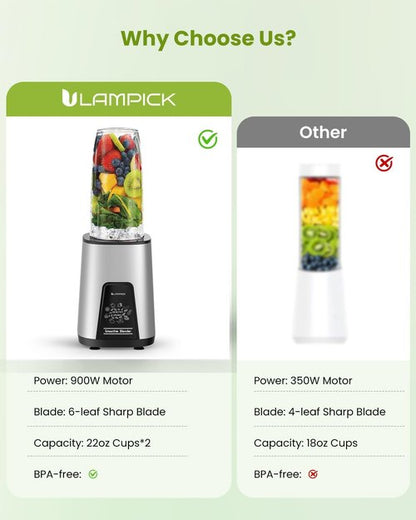 900W Personal Blender by [Brand Name] - Smoothies & Shakes with 2 BPA-Free 22oz Portable Cups