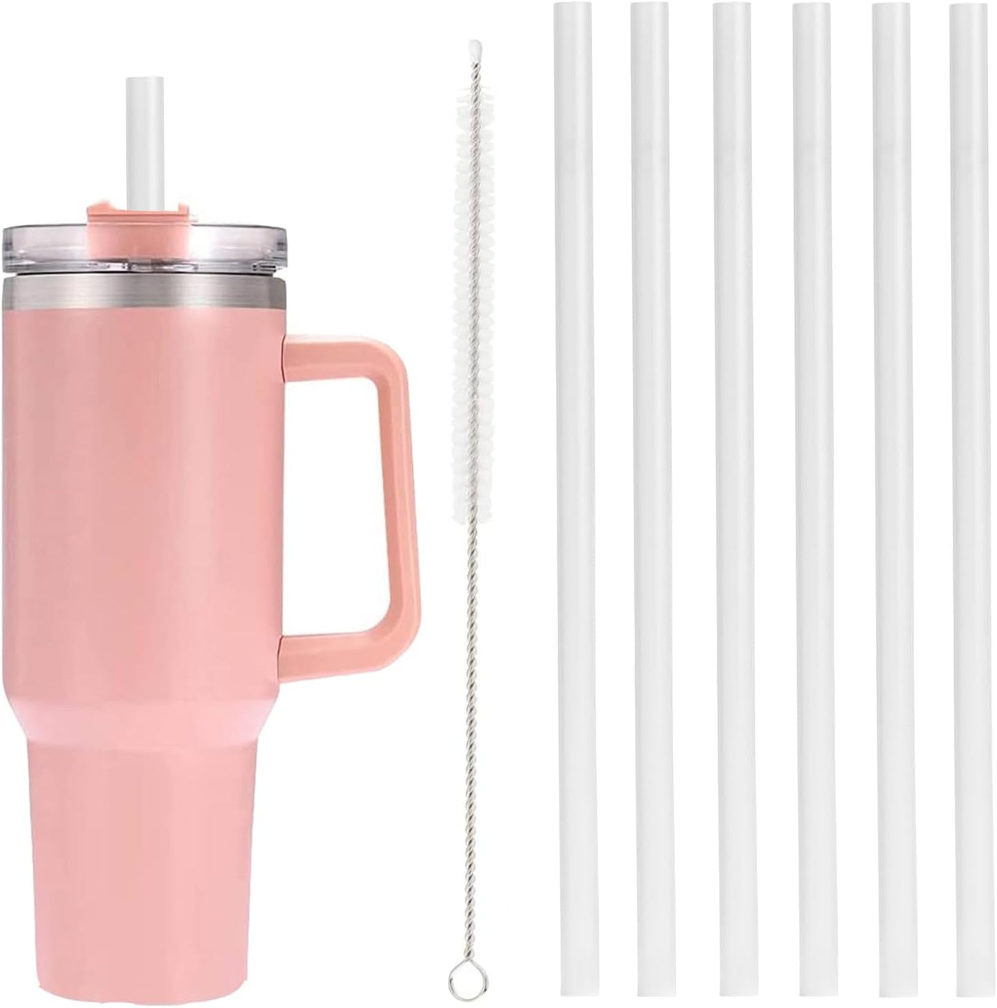Stanley 6 Pack Replacement Straws - Durable Plastic with Cleaning Brush for 30 oz & 40 oz Tumblers