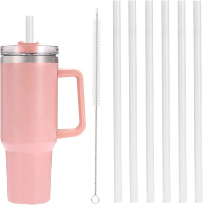 Stanley 6 Pack Replacement Straws - Durable Plastic with Cleaning Brush for 30 oz & 40 oz Tumblers