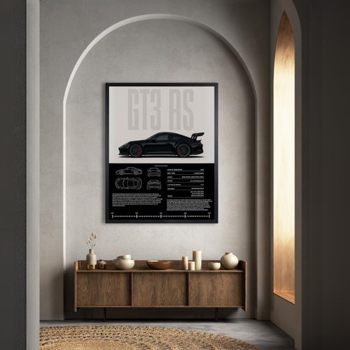 InkFlow Vintage Racing Car Poster - Classic Supercar Wall Art for Boys' Room | 8x10 Unframed Canvas Print