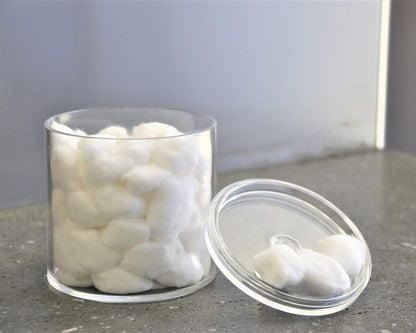 Skiennix 20-Ounce Qtip Holder Canister Set - Clear Plastic Apothecary Jars for Bathroom Organization (2 Pack)