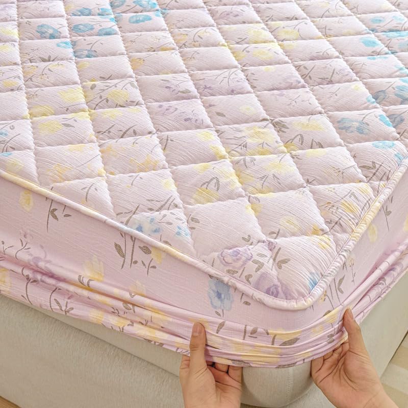 California King Quilted Mattress Cover A03 Breathable Soft Fitted Bed Protector