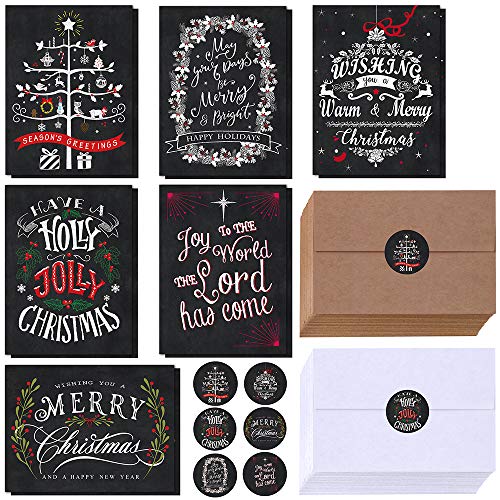 120 Pcs Christmas Greeting Cards with Envelopes & Stickers Bulk Holiday Set