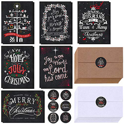 120 Pcs Christmas Greeting Cards with Envelopes & Stickers Bulk Holiday Set