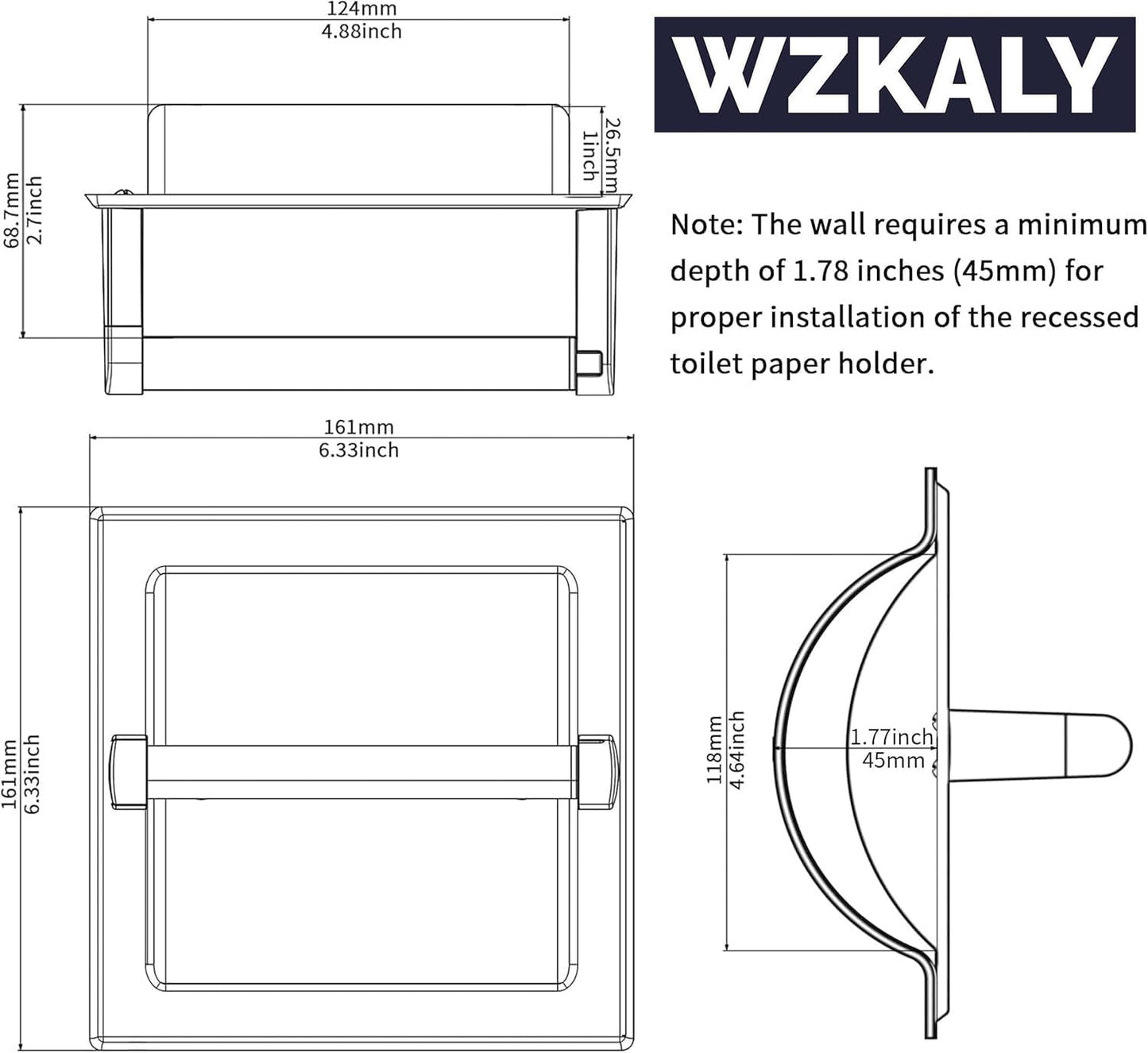 Skiennix Matte Black Toilet Paper Holder - Pivoting Wall Mount for Large Rolls | Stainless Steel Design