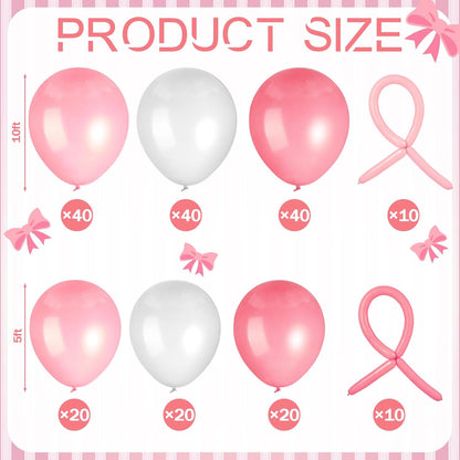 Soulchen Pink Bow Floral Arch Backdrop Set - 3 Fabric Covers with 200 Balloons | 4/5/6 Ft for Weddings & Parties