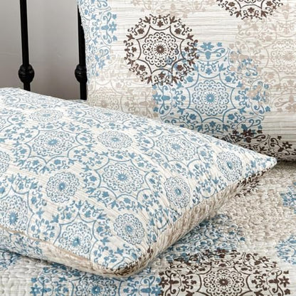 HESTIN Coastal Medallion Daybed Cover Set 75x39 Inches Blue Paisley - Reversible Bedding