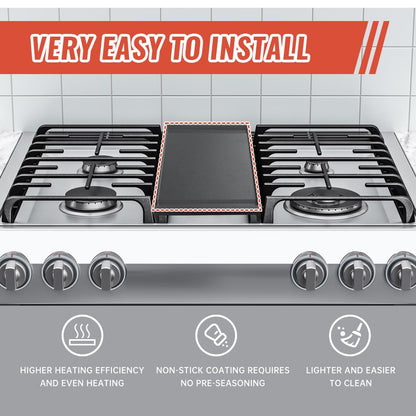 Upgraded WB31X24738 Griddle Replacement for GE Gas Stove, WB31X24998 Cast Iron Center Pan for Gas Range Parts Stove Top Pan Griddle Cooktop