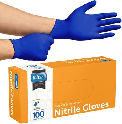 Inspire Cobalt Blue Nitrile Disposable Gloves - 4.5 Mil Medical Exam & Cleaning Gloves
