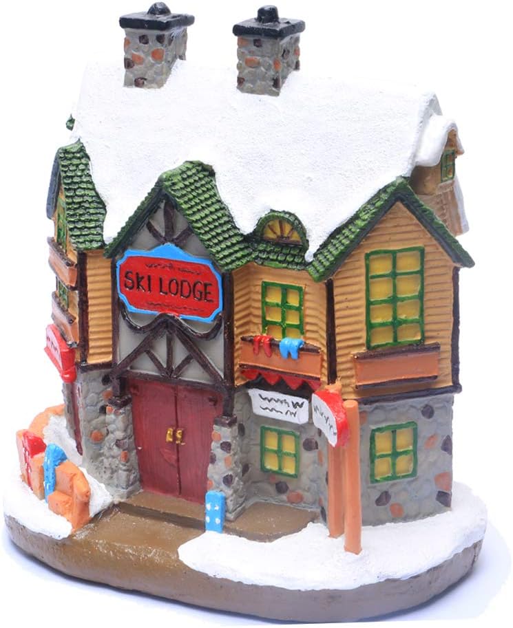 Regine Switzerland Christmas Village House - Lighted Winter Ski Lodge Scene Decoration