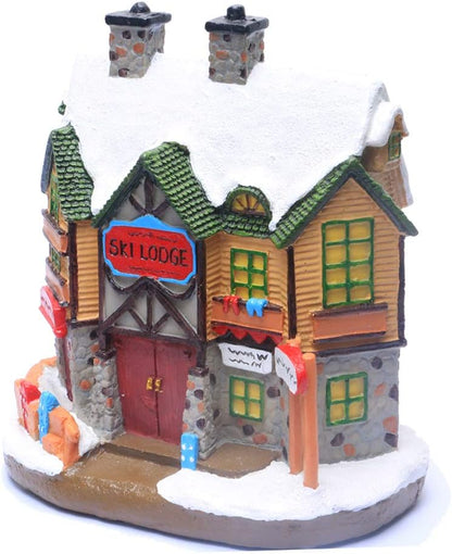 Regine Switzerland Christmas Village House - Lighted Winter Ski Lodge Scene Decoration