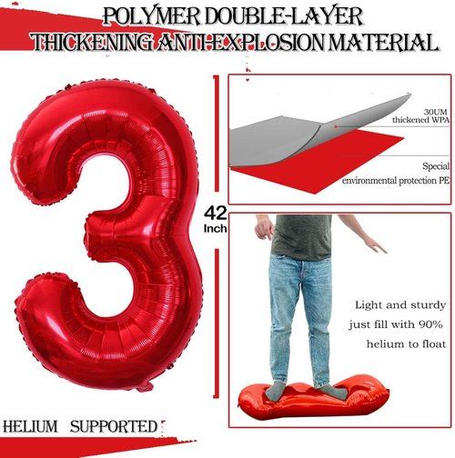GOER 23rd Birthday Balloons - 42 Inch Jumbo Red Foil Helium Decorations for Celebrations