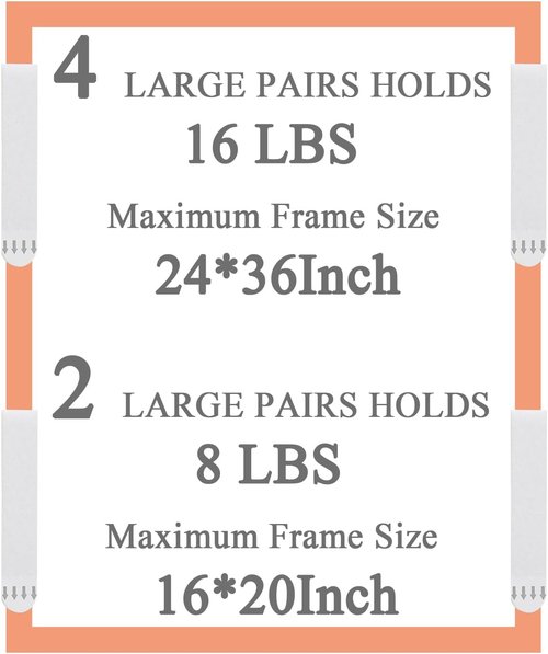 Gisde Heavy-Duty Picture Hanging Strips - 16 Pairs (32 Strips) No-Damage Wall Hangers for Easy Use