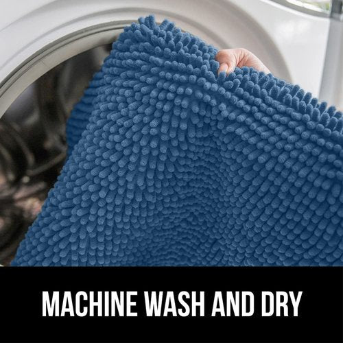 GORILLA GRIP Bath Rug Mat 70x24, Thick Soft Absorbent Chenille, Quick Dry Microfiber Mats, Rubber Backing Washable Shower Floor Rugs, Bathmat Runner, US Designed Bathroom Home Decor Accessories Blue