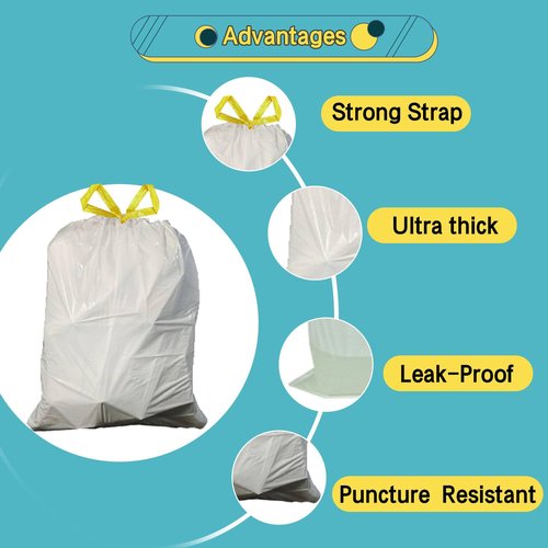 Strong Tall Kitchen Drawstring Trash Bags,big tall garbage can liners, 13 Gallon, Unscented, 50 Count