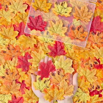 Fall-A 400 Pcs Autumn Maple Leaves Set - Fake Fall Leaves for Decorations