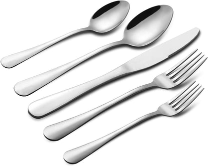 Regine Switzerland 40-Piece Stainless Steel Silverware Set - Service for 8 | Dishwasher Safe, Mirror Polished