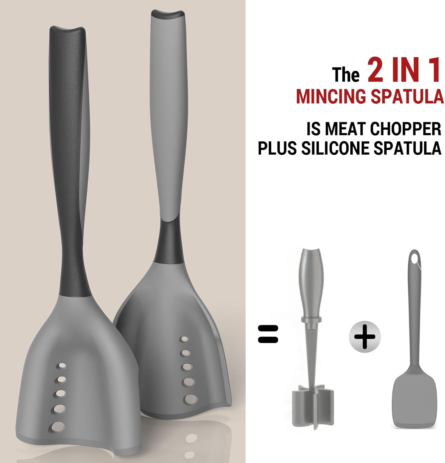 Mincing Spatula | Premium Heat Resistant Meat Chopper & Hamburger Grinder - Black