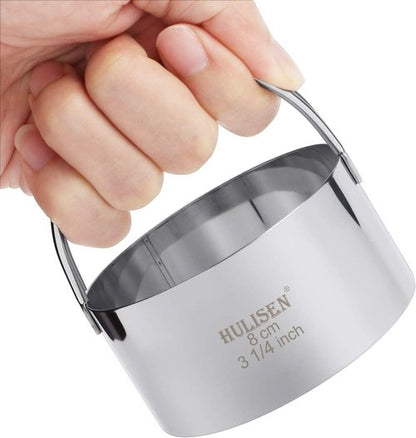 HULISEN Biscuit Cutter Set - 5-Piece Round Cookie Cutters with Handle | Professional Baking Tools